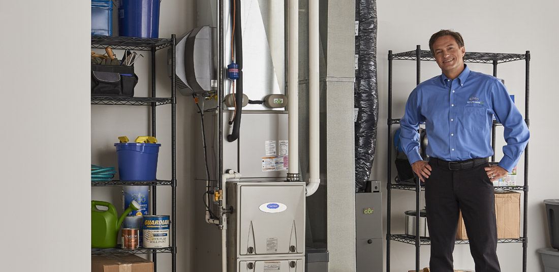 gas furnace installed by technician