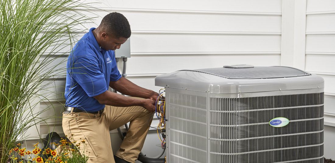 hvac heating unit being repaired